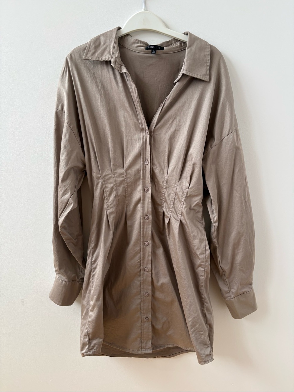 Dynamite Taupe Longline Button-Front Shirt Jacket